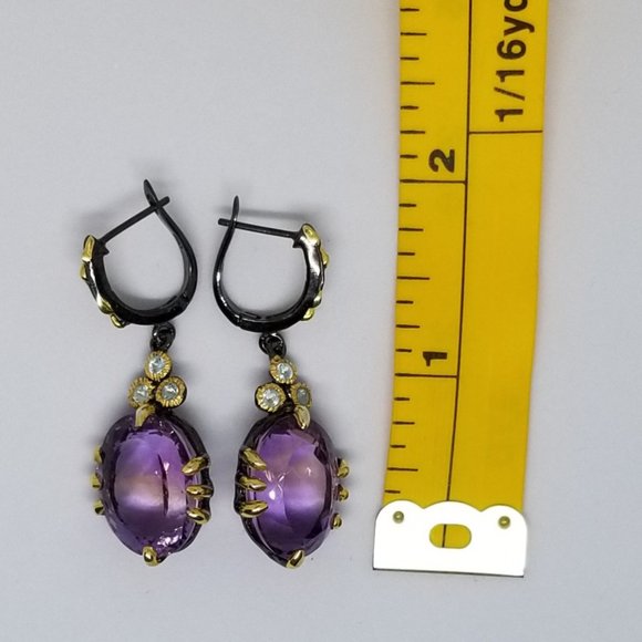 55 carat ametrine, topaz sterling earrings - Picture 3 of 4